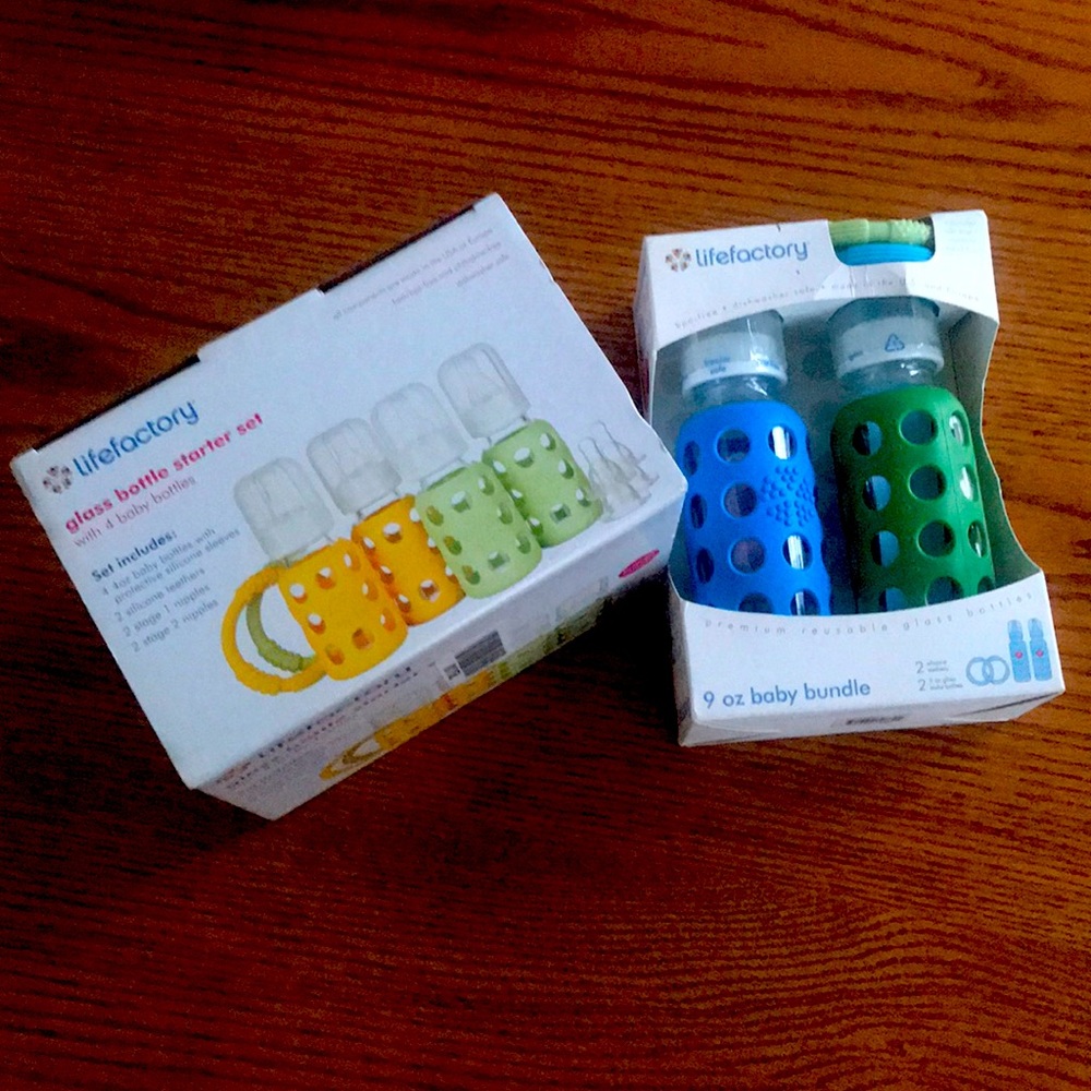 Lifefactory glass baby bottle set